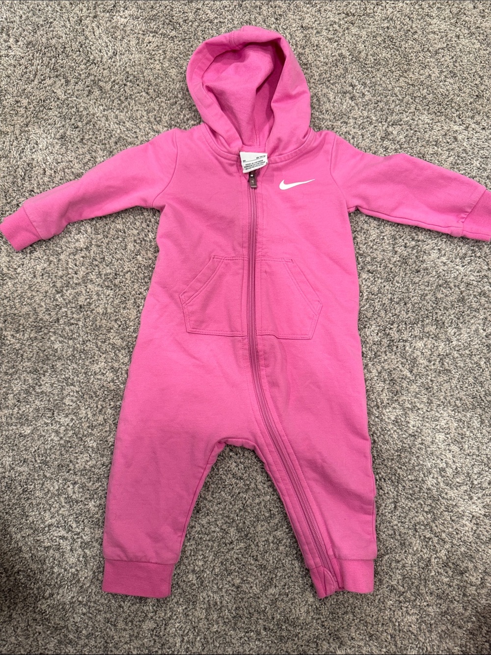 Nike Pink Hooded Infant One-Piece Zipper Romper